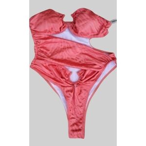 Shein Mettalic Peach One Piece Swimsuit S